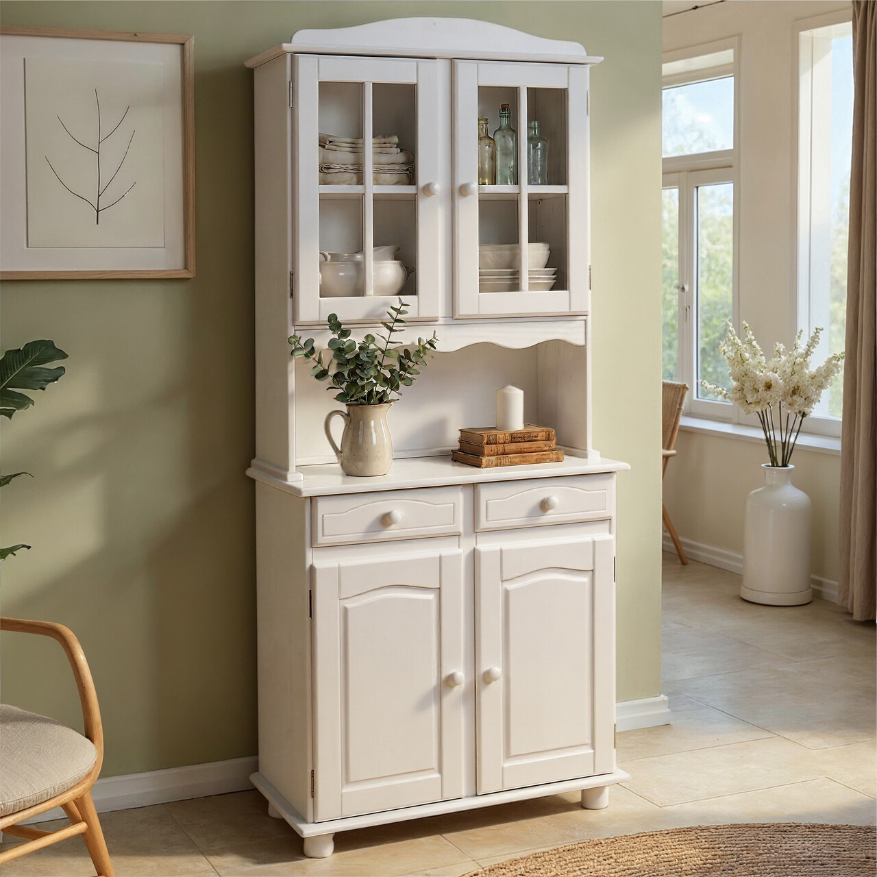 Bufet Valencia, Inter Link, 88x32-43x198 cm, lemn, alb - imagine 6